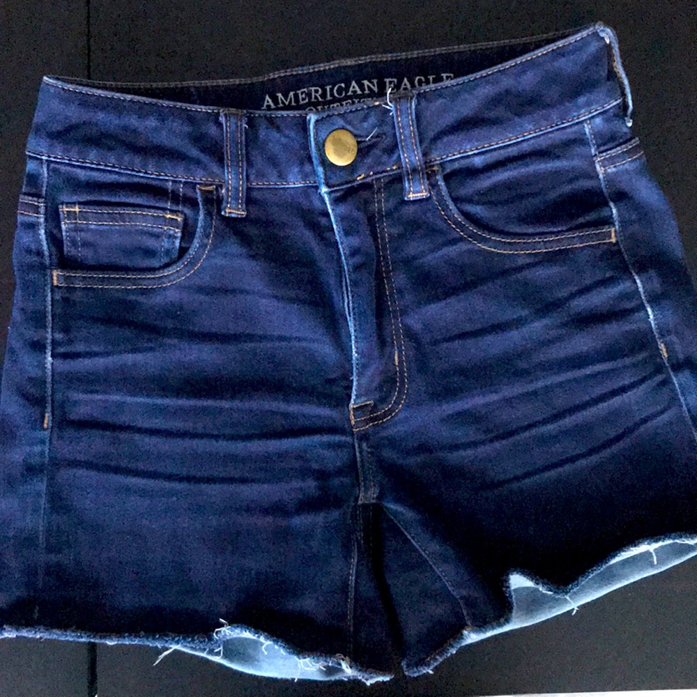 dark high-rise jean shorts